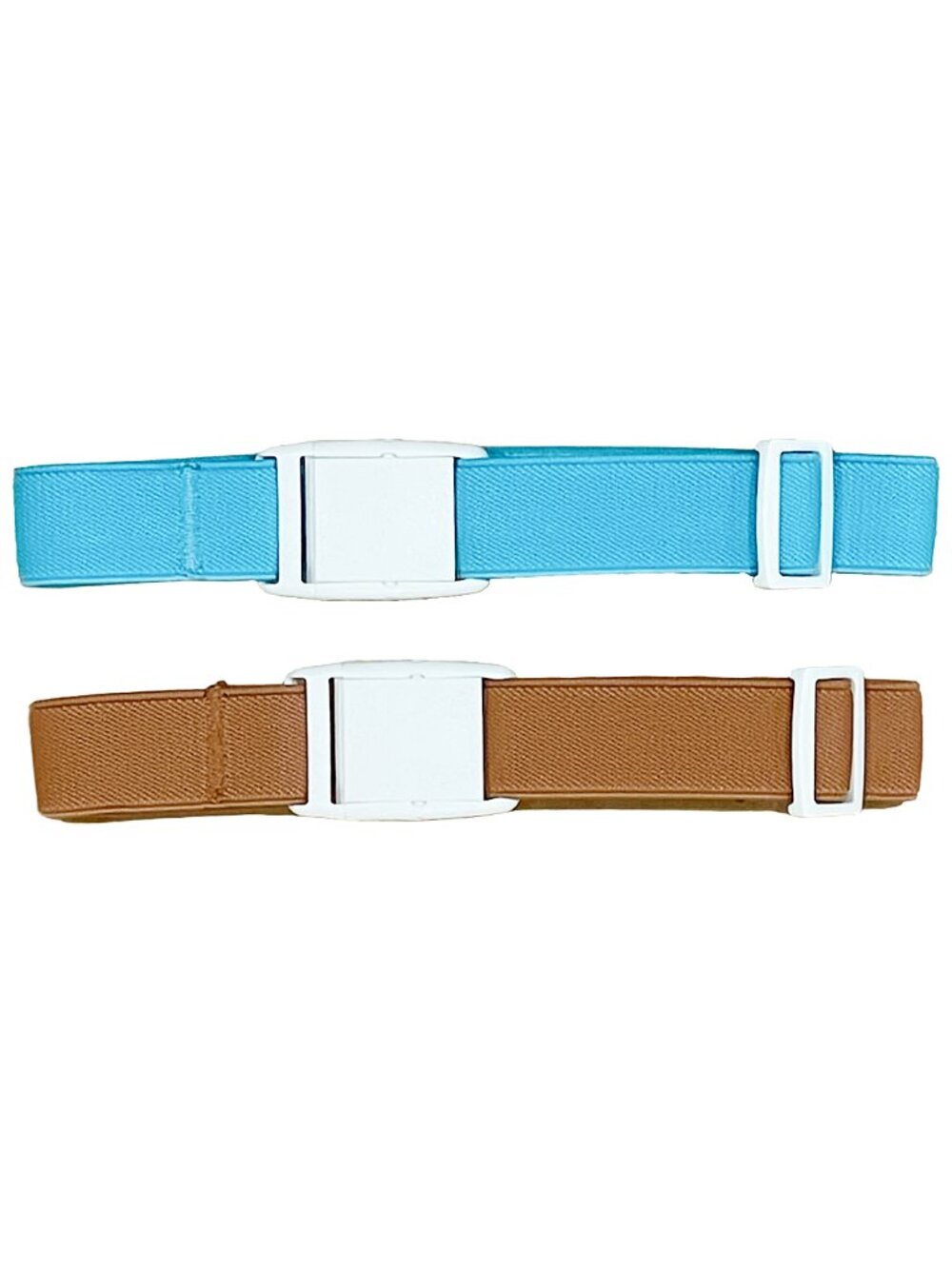 Kids Adjustable Elastic Belts 2-Pack Easy Buckle Blue Brown NWOT